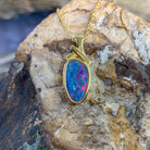 Gold Plated Silver Opal doublet 23x9mm pendant - Masterpiece Jewellery Opal & Gems Sydney Australia | Online Shop