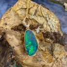 14kt Yellow Gold pendant Opal doublet 5.71ct with diamonds - Masterpiece Jewellery Opal & Gems Sydney Australia | Online Shop