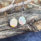 Sterling Silver dangling 10x8mm White Opal earrings - Masterpiece Jewellery Opal & Gems Sydney Australia | Online Shop