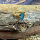 Gold Plated Silver solitaire band Opal doublet ring - Masterpiece Jewellery Opal & Gems Sydney Australia | Online Shop