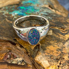 Sterling Silver Opal doublet solid shank ring - Masterpiece Jewellery Opal & Gems Sydney Australia | Online Shop