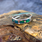 Sterling Silver Opal inlay wave band - Masterpiece Jewellery Opal & Gems Sydney Australia | Online Shop