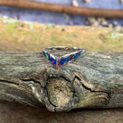 Sterling Silver V-shape inlay Opal band - Masterpiece Jewellery Opal & Gems Sydney Australia | Online Shop