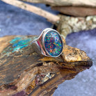 Sterling Silver 18x13mm Opal triplet solitaire open side cut ring - Masterpiece Jewellery Opal & Gems Sydney Australia | Online Shop