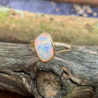 14kt Yellow Gold wave split shank White Opal ring - Masterpiece Jewellery Opal & Gems Sydney Australia | Online Shop