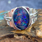 Sterling Silver stepped large ring 14x10mm Opal triplet - Masterpiece Jewellery Opal & Gems Sydney Australia | Online Shop