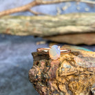 Rose Gold plated silver 8x6mm White Opal solitaire ring - Masterpiece Jewellery Opal & Gems Sydney Australia | Online Shop