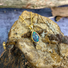 One Gold Plated 10x7mm pearshape Opal triplet bezel set pendant - Masterpiece Jewellery Opal & Gems Sydney Australia | Online Shop