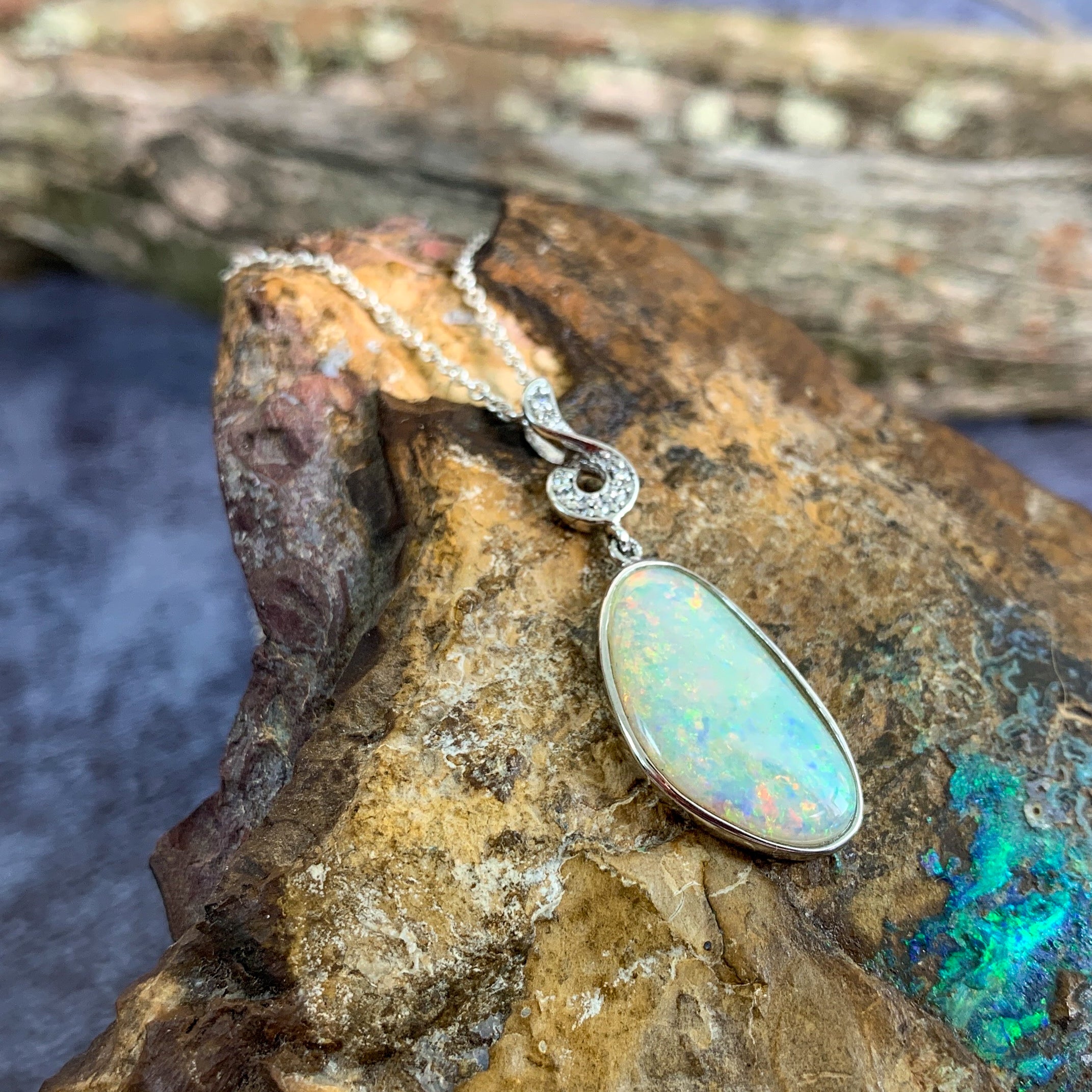 Sterling shops Opal Pendant Necklace