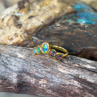 Gold plated sterling silver shaped band five opal doublets - Masterpiece Jewellery Opal & Gems Sydney Australia | Online Shop