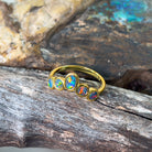 Gold plated sterling silver shaped band five opal doublets - Masterpiece Jewellery Opal & Gems Sydney Australia | Online Shop