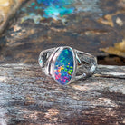 Sterling Silver Freeform Opal doublet cut out design ring - Masterpiece Jewellery Opal & Gems Sydney Australia | Online Shop