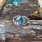 Sterling Silver Freeform Opal doublet cut out design ring - Masterpiece Jewellery Opal & Gems Sydney Australia | Online Shop