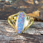 Sterling Silver Gold plated cut out patterned Opal doublet ring - Masterpiece Jewellery Opal & Gems Sydney Australia | Online Shop