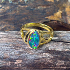 Gold plated Sterling Silver shaped cut out pattern opal doublet ring - Masterpiece Jewellery Opal & Gems Sydney Australia | Online Shop