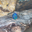 Sterling Silver 10x7mm Opal doublet solitaire ring - Masterpiece Jewellery Opal & Gems Sydney Australia | Online Shop