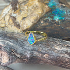 Gold plated Sterling Silver curved Opal doublet solitaire ring - Masterpiece Jewellery Opal & Gems Sydney Australia | Online Shop