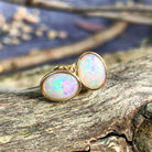 9kt Yellow Gold Oval Opal studs 8x6mm earrings - Masterpiece Jewellery Opal & Gems Sydney Australia | Online Shop