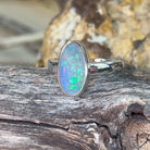 Sterling Silver bezel oval black opal 2.88ct ring - Masterpiece Jewellery Opal & Gems Sydney Australia | Online Shop