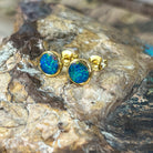 Pair of Gold plated sterling silver 6.5mm Round Opal doublets studs - Masterpiece Jewellery Opal & Gems Sydney Australia | Online Shop