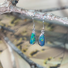 Sterling Silver dangling freeform triangle shape Opal doublet earrings - Masterpiece Jewellery Opal & Gems Sydney Australia | Online Shop