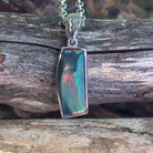 Sterling Silver black opal rectangular shape pendant - Masterpiece Jewellery Opal & Gems Sydney Australia | Online Shop