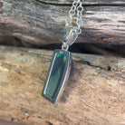 Sterling Silver black opal rectangular shape pendant - Masterpiece Jewellery Opal & Gems Sydney Australia | Online Shop