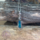 Sterling silver Blue Green Opal rectangular shape pendant - Masterpiece Jewellery Opal & Gems Sydney Australia | Online Shop