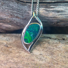 Sterling Silver Opal doublet wave shape slider pendant - Masterpiece Jewellery Opal & Gems Sydney Australia | Online Shop