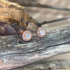 Rose Gold plated Sterling Silver 5mm Light Opal halo stud earrings - Masterpiece Jewellery Opal & Gems Sydney Australia | Online Shop