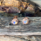 Rose Gold plated Sterling Silver 5mm Light Opal halo stud earrings - Masterpiece Jewellery Opal & Gems Sydney Australia | Online Shop