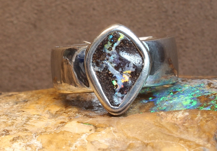 Sterling Silver Boulder Opal ring - Masterpiece Jewellery Opal & Gems Sydney Australia | Online Shop