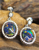 Sterling Silver Opal Triplet dangle Earrings - Masterpiece Jewellery Opal & Gems Sydney Australia | Online Shop