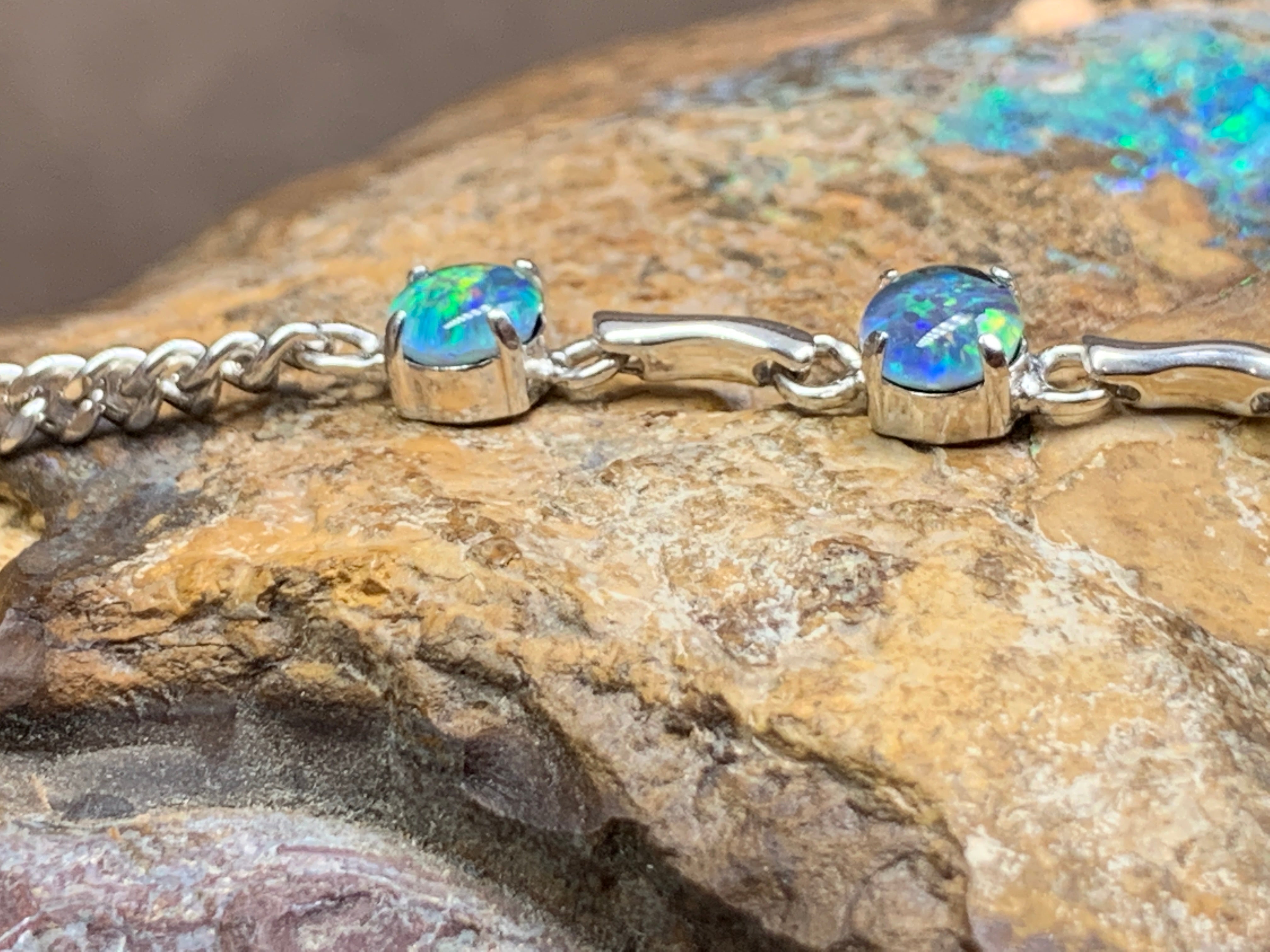 Sterling Silver bracelet with Opal triplet - Masterpiece Jewellery Opal & Gems Sydney Australia | Online Shop