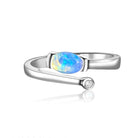 Sterling Silver White Opal ring 6X4mm split shank - Masterpiece Jewellery Opal & Gems Sydney Australia | Online Shop