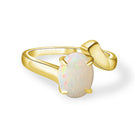 Gold plated 9x7mm White Opal double curve shank design ring - Masterpiece Jewellery Opal & Gems Sydney Australia | Online Shop