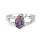 Platinum 1.02ct Black Fire Opal and Diamond ring - Masterpiece Jewellery Opal & Gems Sydney Australia | Online Shop