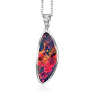 14kt White Gold Red Fiery Opal and Diamond pendant - Masterpiece Jewellery Opal & Gems Sydney Australia | Online Shop