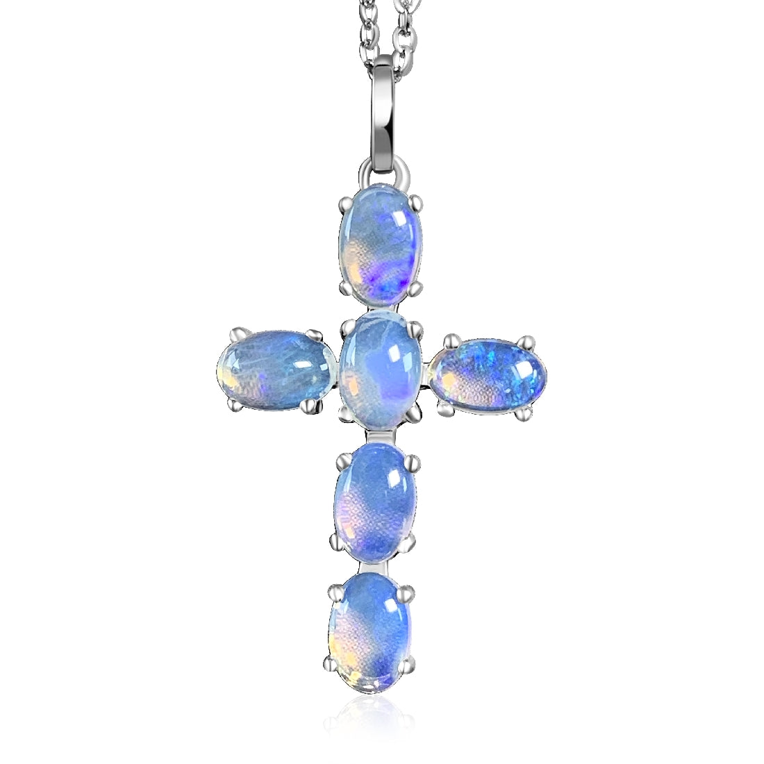 Sterling Silver Opal cross 25x15mm - Masterpiece Jewellery Opal & Gems Sydney Australia | Online Shop