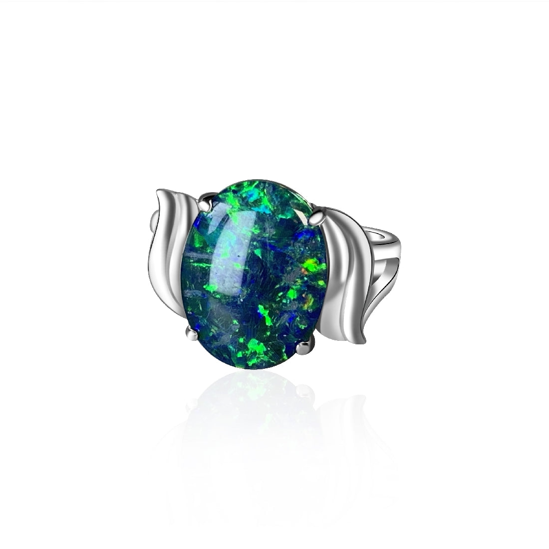 Sterling Silver 16x12mm Opal triplet ring - Masterpiece Jewellery Opal & Gems Sydney Australia | Online Shop