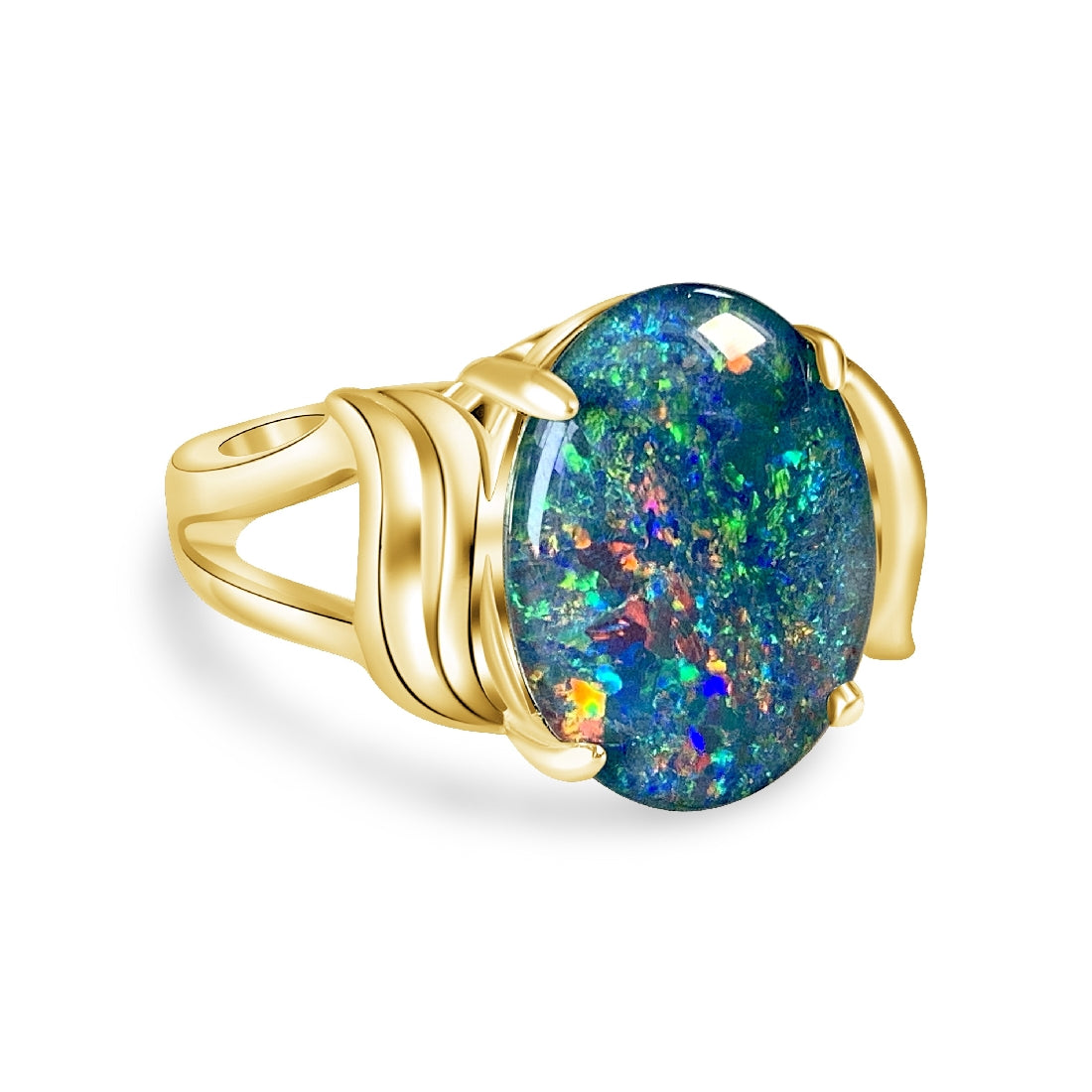 Gold Plated Sterling Silver 16x12mm Opal triplet ring - Masterpiece Jewellery Opal & Gems Sydney Australia | Online Shop