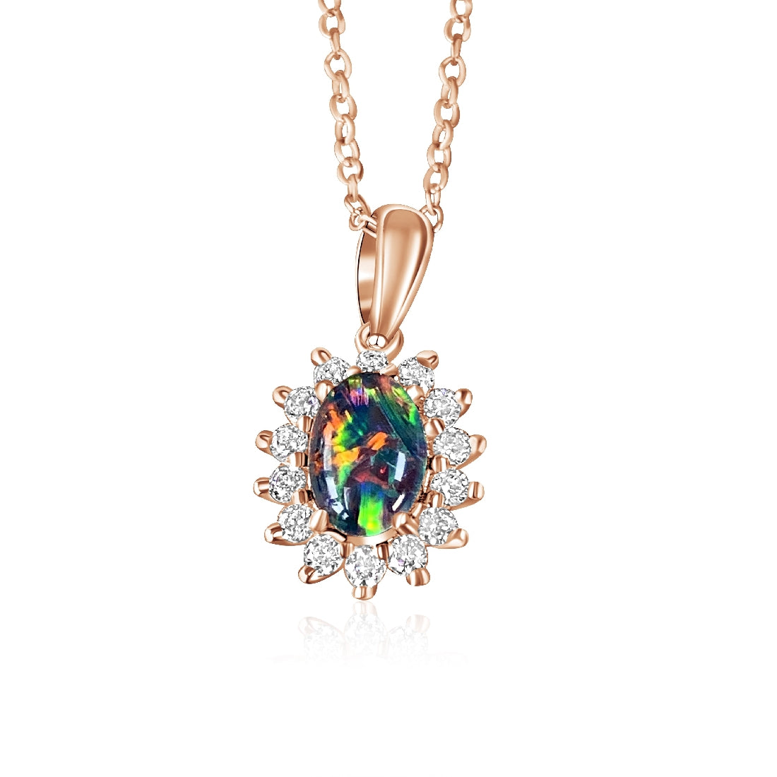 Rose Gold plated Sterling Silver 7x5mm Opal triplet cluster pendant - Masterpiece Jewellery Opal & Gems Sydney Australia | Online Shop