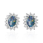 Sterling Silver pair of 8x6mm Opal triplet cluster earrings - Masterpiece Jewellery Opal & Gems Sydney Australia | Online Shop