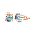 Rose Gold plated Silver 6mm Round Opal studs - Masterpiece Jewellery Opal & Gems Sydney Australia | Online Shop