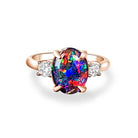 Rose Gold plated Silver 10x8mm Opal triplet trilogy ring - Masterpiece Jewellery Opal & Gems Sydney Australia | Online Shop