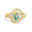 18kt Yellow Gold cluster Black Opal 0.3 Diamonds 0.44 ring - Masterpiece Jewellery Opal & Gems Sydney Australia | Online Shop