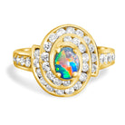 18kt Yellow Gold cluster Black Opal 0.3 Diamonds 0.44 ring - Masterpiece Jewellery Opal & Gems Sydney Australia | Online Shop