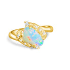 18kt Yellow Gold Fire Opal 0.82ct and Diamond 0.08ct ring - Masterpiece Jewellery Opal & Gems Sydney Australia | Online Shop