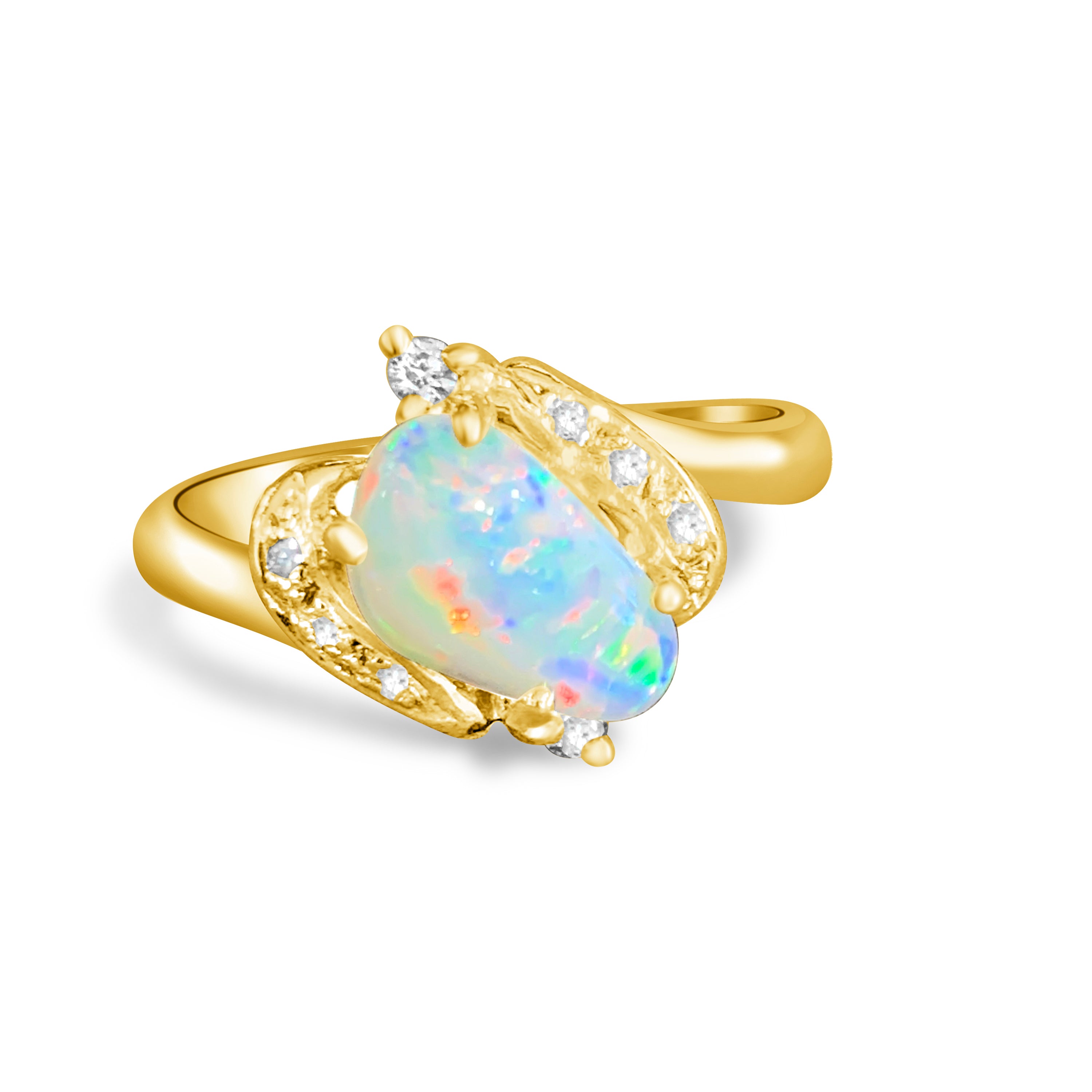 18kt Yellow Gold Fire Opal 0.82ct and Diamond 0.08ct ring - Masterpiece Jewellery Opal & Gems Sydney Australia | Online Shop