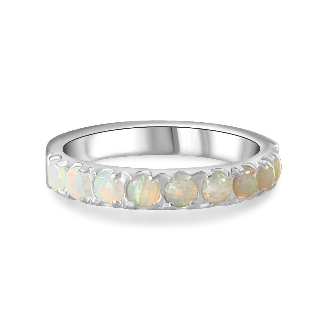 Sterling Silver White Opal eternity ring - Masterpiece Jewellery Opal & Gems Sydney Australia | Online Shop